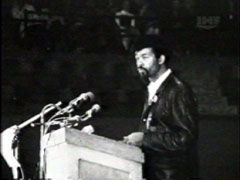 Cleaver speaking at a rally